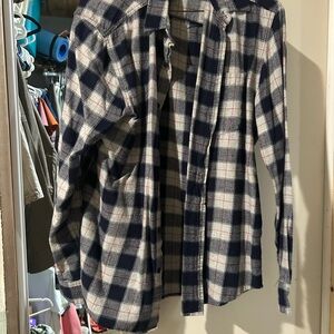 Forever 21 Navy and Gray Plaid Shirt